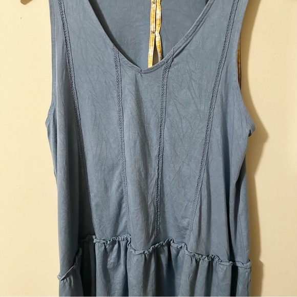 Matilda Jane Womens Blue Ruffle Tank Top Back Buttons Sz. Medium - Picture 6 of 8